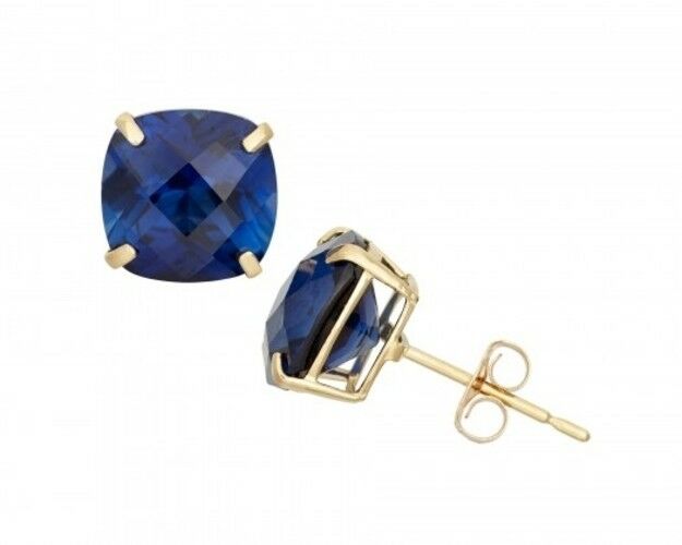 2 Ctw Diamond Cut Blue Sapphire Round Princess Cut Stud Sterling Silver Earrings
