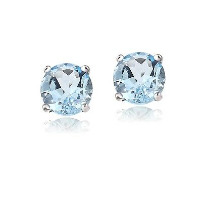 Sterling Silver 2ct Blue Topaz Round Studs Earrings