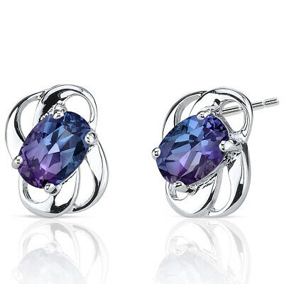 2.00 Cts Alexandrite Color Changing Earrings in Sterling Silver