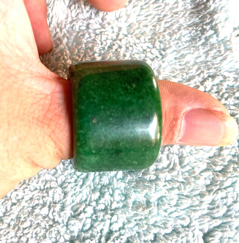 Exquisite Chinese New Jade Green Jade Handmade Wrench Thumb Ring 12-13#